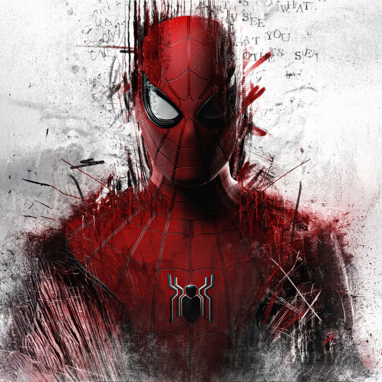 Spider-Man portrait with paint effect - Wallpapers for Samsung Galaxy Tab in 1340x1340 resolution