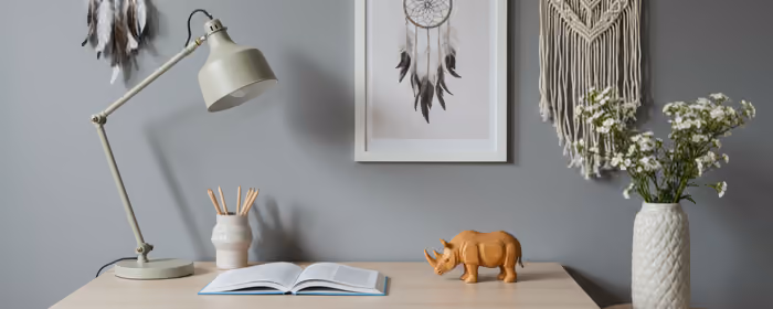 Interior design wallpapers: minimalism, desk, dreamcatcher, workspace