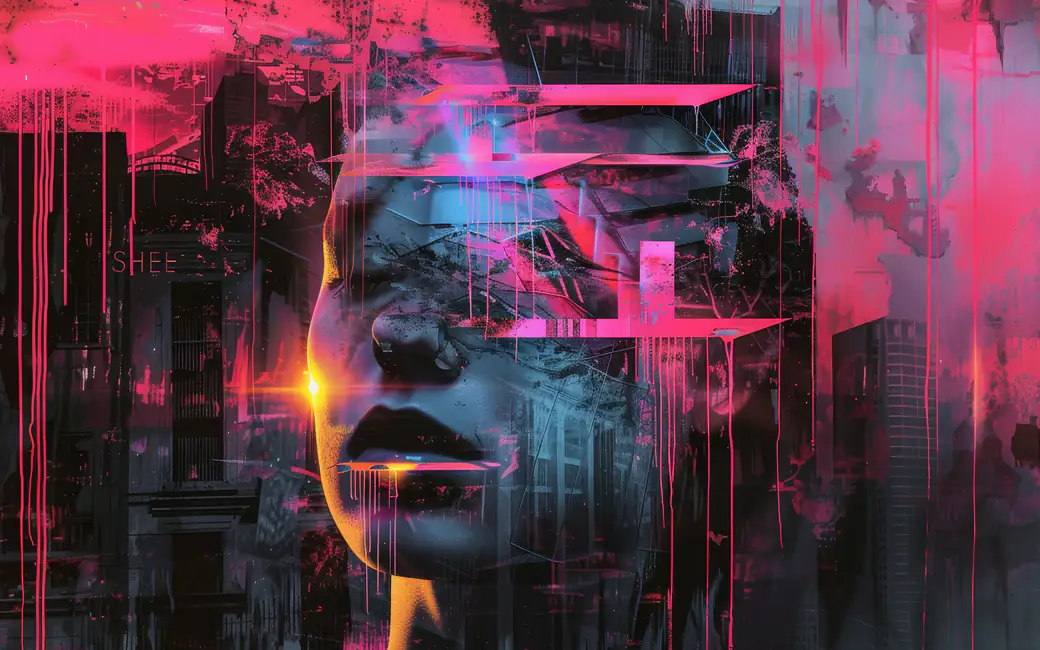 The woman in neon paint — desktop and phone wallpaper, free download