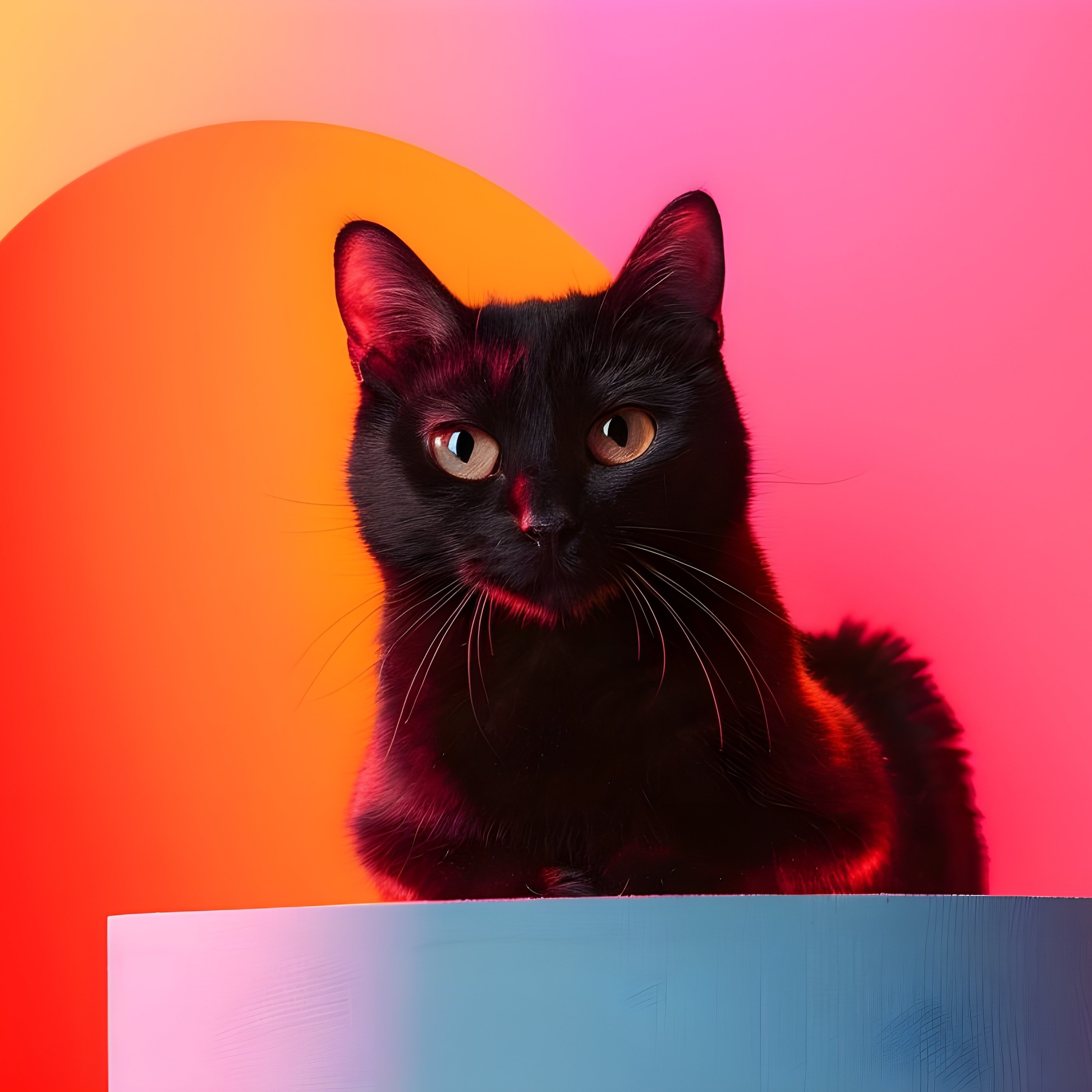 Black cat in colorful lighting - Wallpapers for Samsung Galaxy Tab S9+ in 2800x2800 resolution