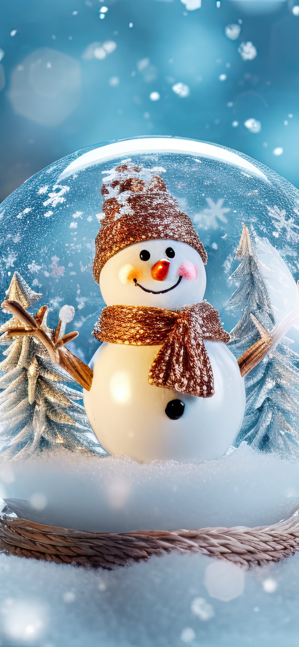 Snowman in a festive winter snow globe - Wallpapers for iPhone 11 Pro Max in 1242x2688 resolution