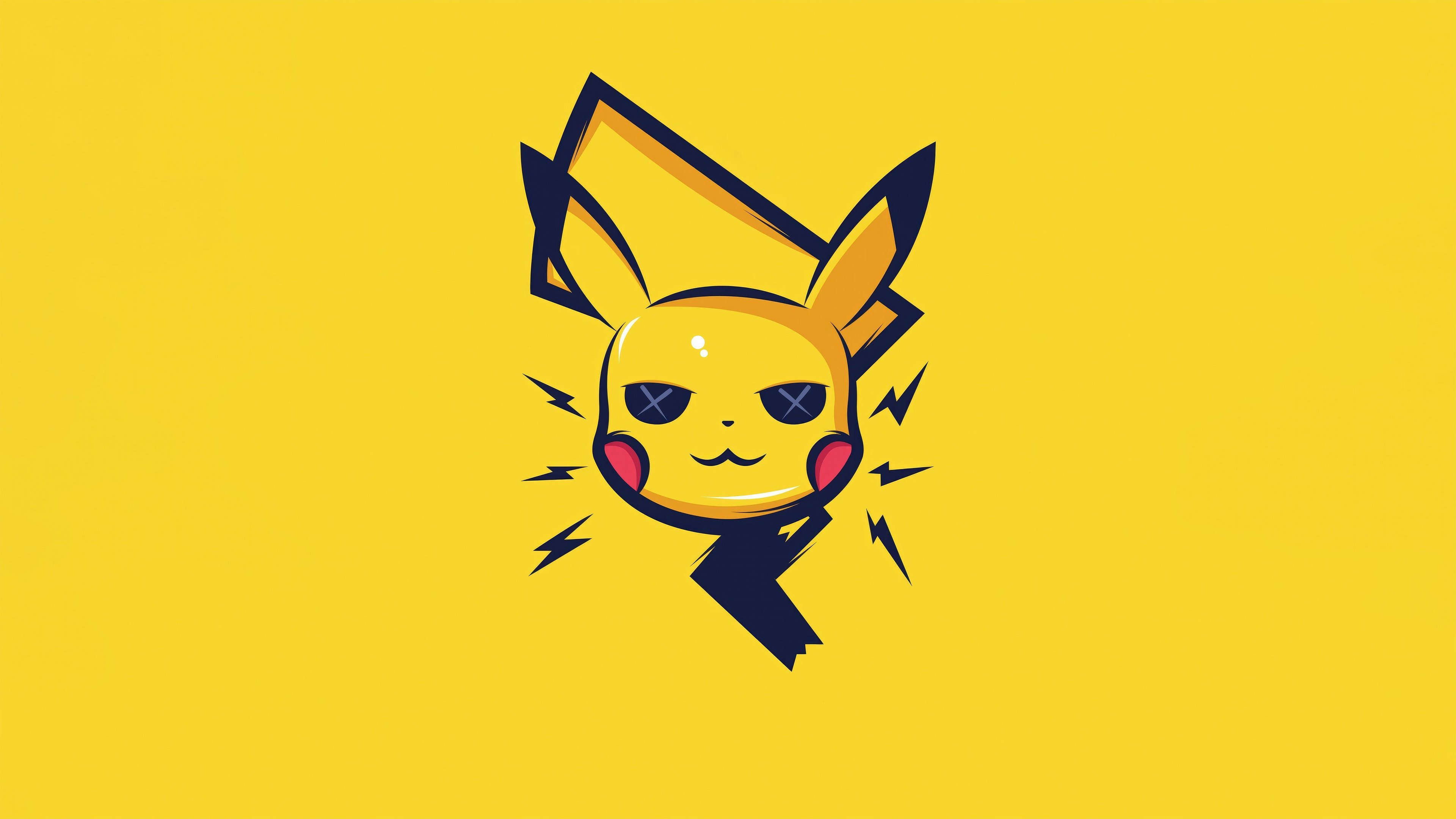 Pikachu face with electric sparks - 4K PC Wallpapers in 3840x2160 resolution