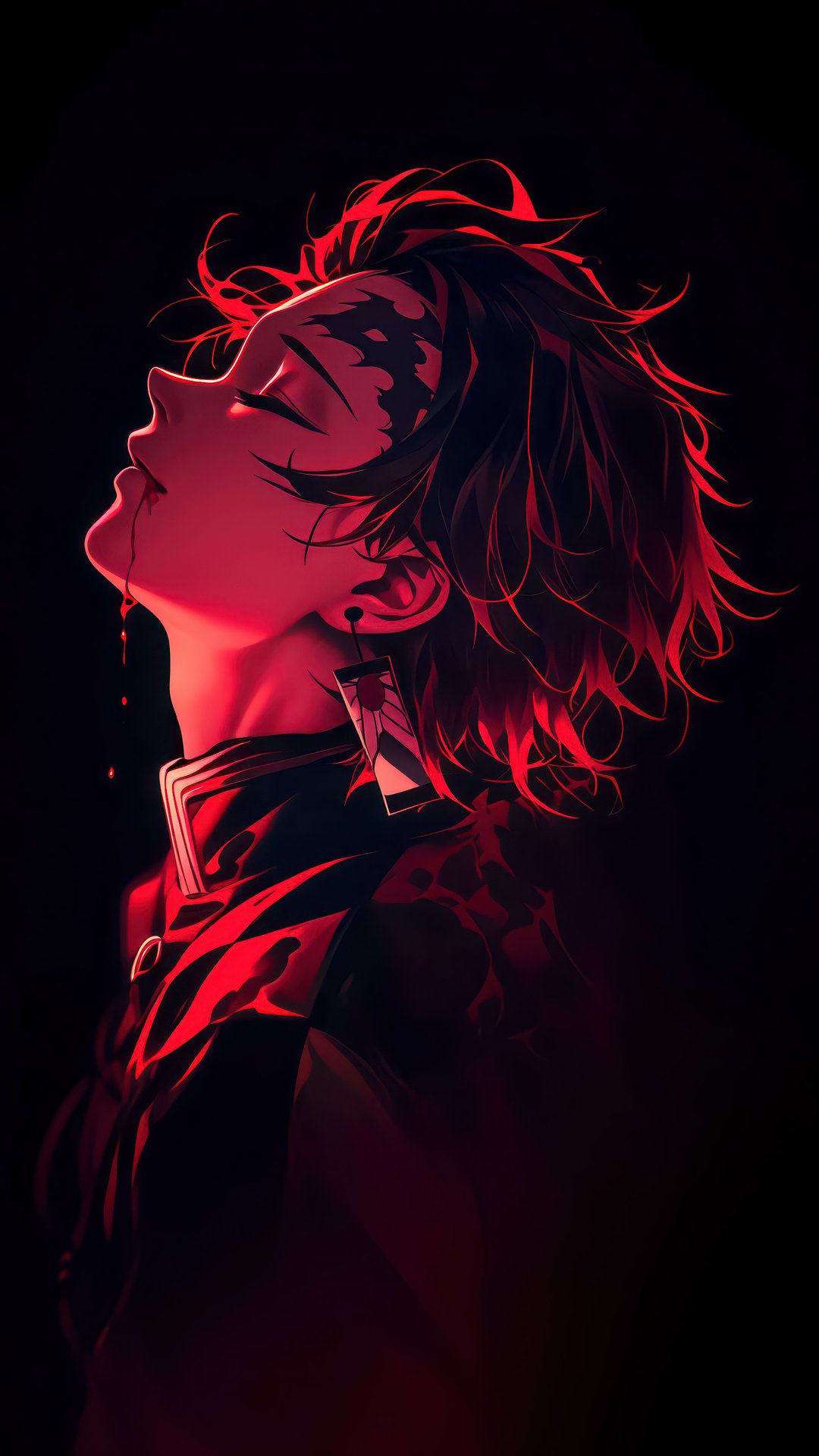 Tanjiro Kamado in the Red light - Wallpapers for Samsung, Honor, Sony in 1080x1920 resolution