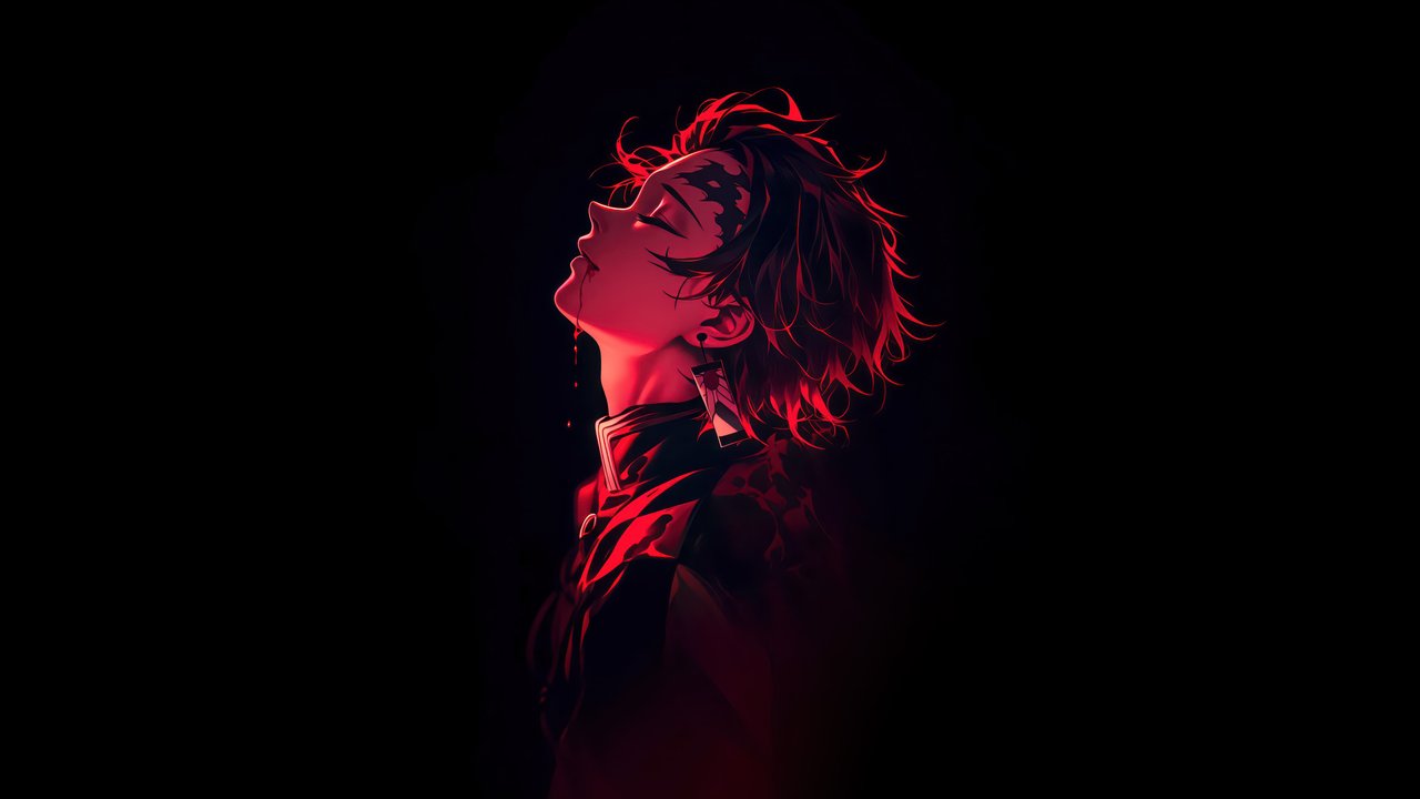 Tanjiro Kamado in the Red light - HDV 720p wallpapers in 1280x720 resolution