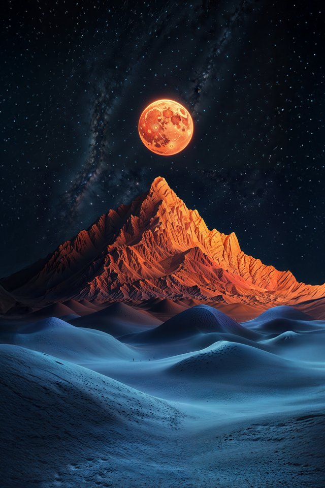 Red moon over the mountain - Wallpapers for iPhone 4/4S in 640x960 resolution