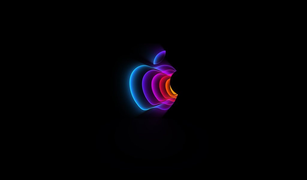 Неоновый логотип Apple - WSVGA обои в разрешении 1024x600