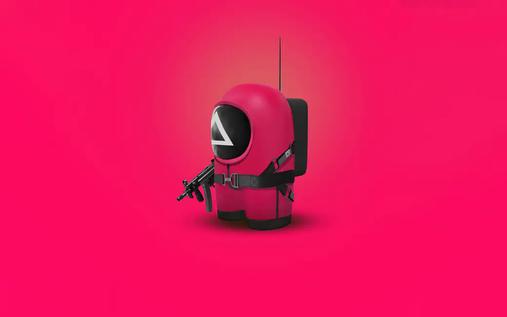 Character Among Us in costume from Squid Game — desktop and phone wallpaper, free download