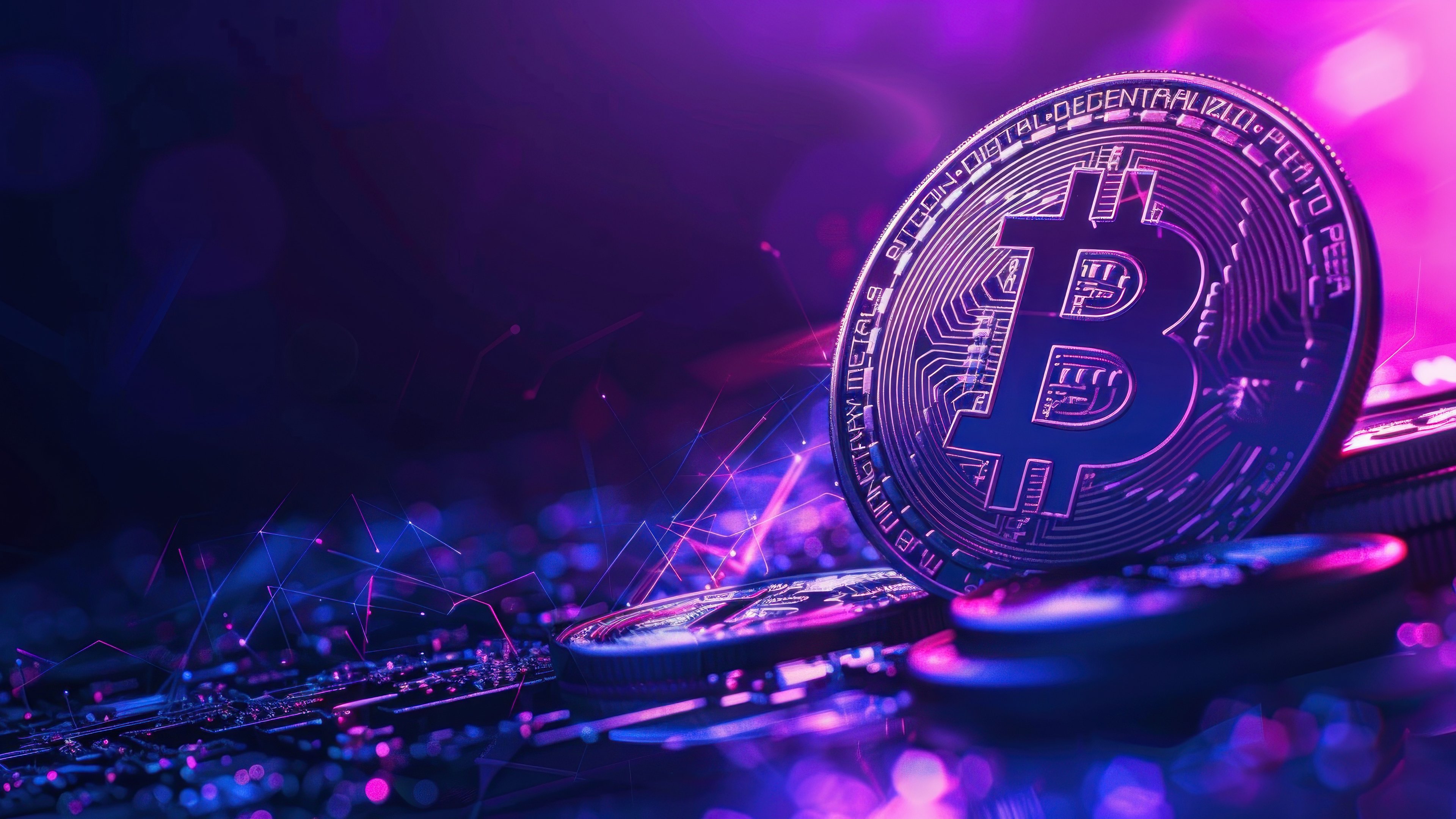 Монеты Биткоин - 4К обои в разрешении 3840x2160
