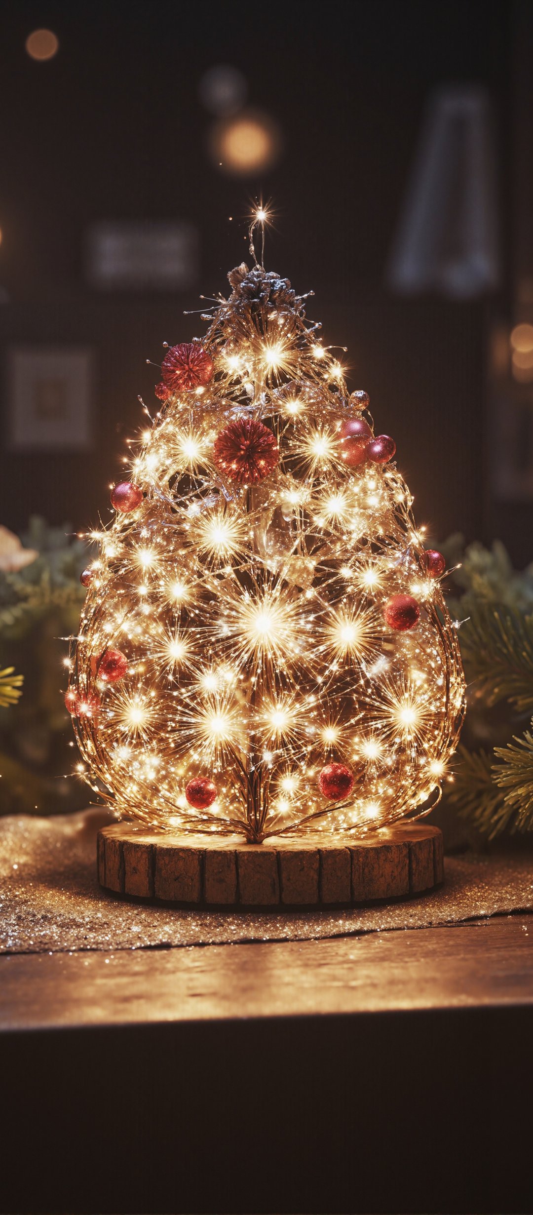 Small Christmas tree made of garlands - Wallpapers for TECNO/Infinix in 1080x2460 resolution