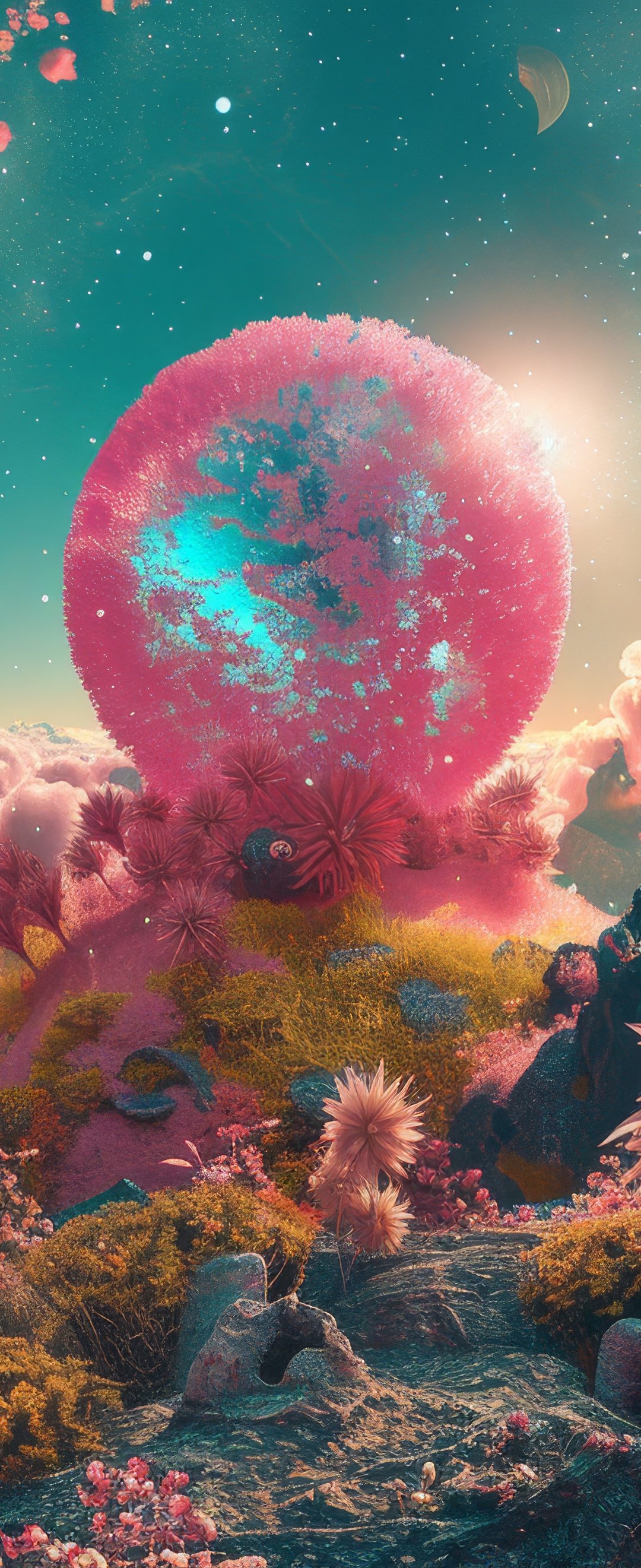 An extraterrestrial planet with alien flora - Wallpapers for Samsung Galaxy Z Flip6, Motorola Razr 2025 in 1080x2640 resolution