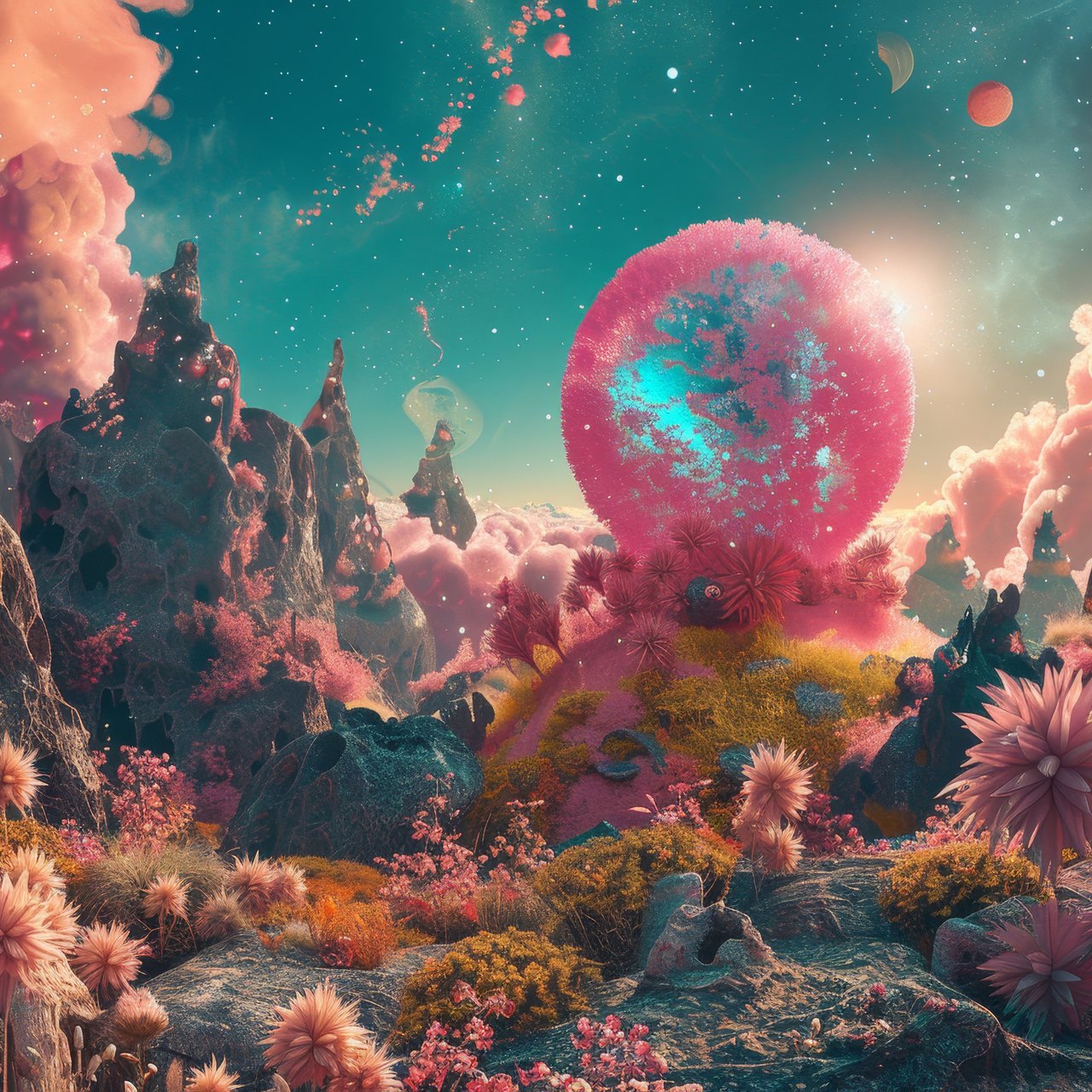An extraterrestrial planet with alien flora - Wallpapers for Lenovo, Huawei in 1280x1280 resolution