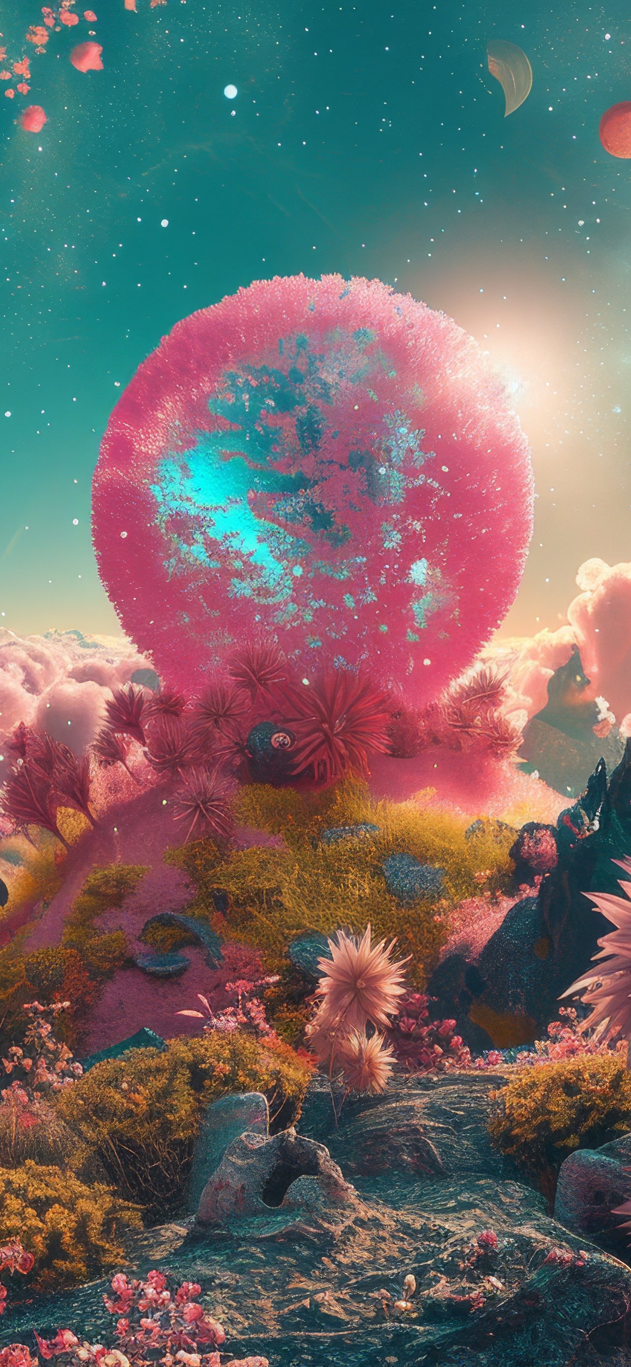 An extraterrestrial planet with alien flora - Wallpapers for iPhone 13 Pro Max/12 Pro Max/14 Plus in 1284x2778 resolution