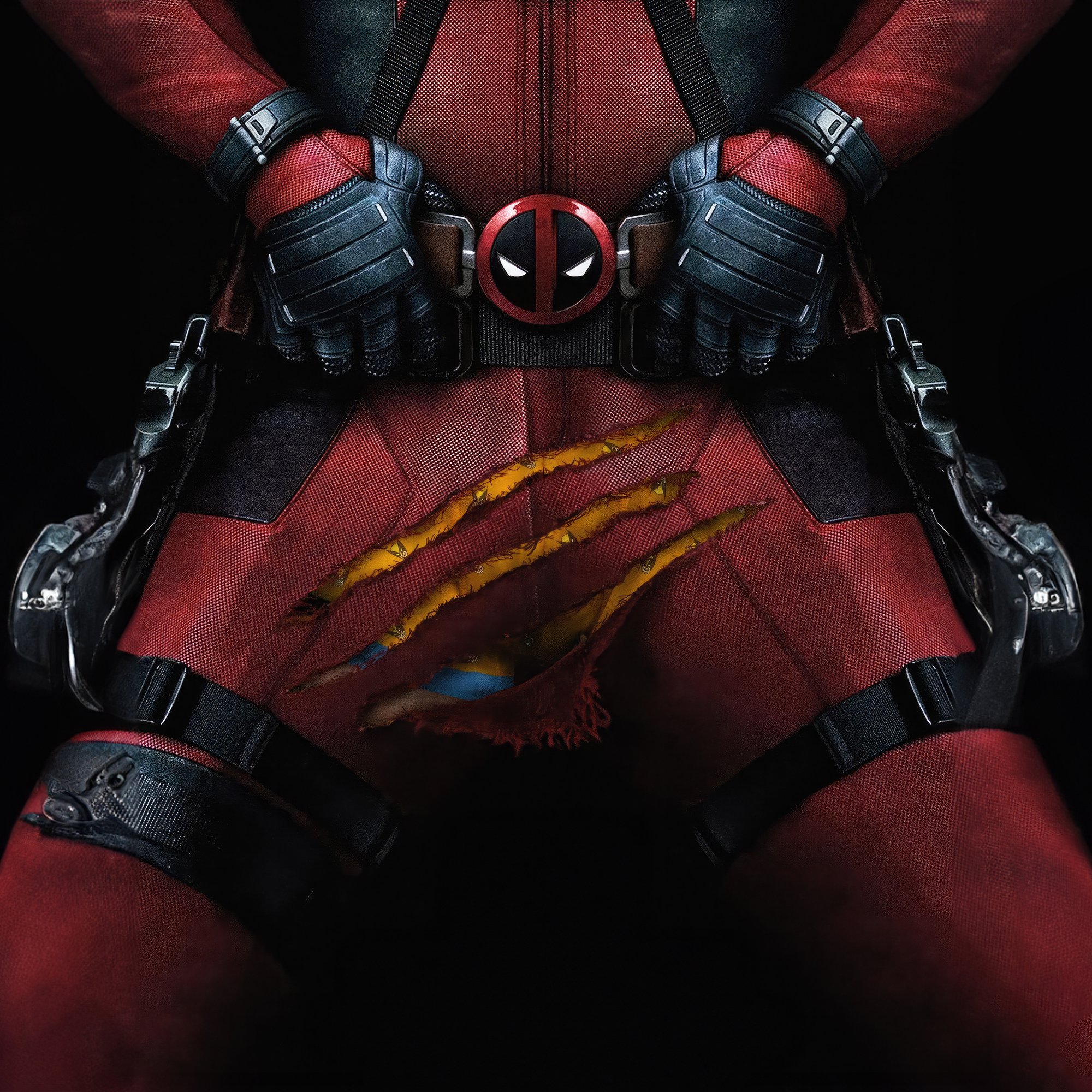 Deadpool with Wolverine underpants - Wallpapers for Samsung/Xiaomi in 2000x2000 resolution