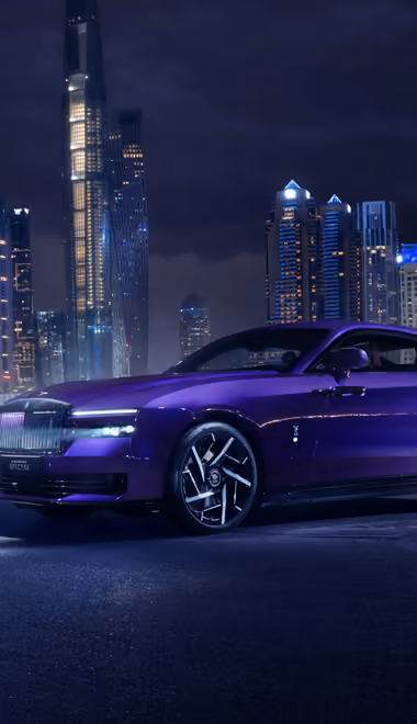 Обои машины: Rolls-Royce Spectre, Дух экстаза, купе, ночь