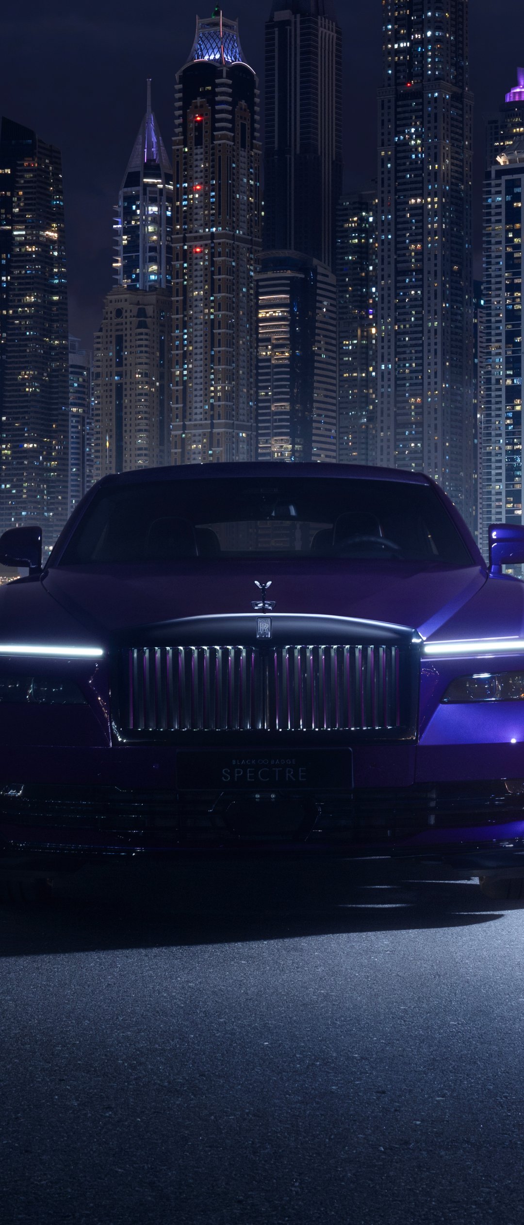 Rolls-Royce Spectre Black Badge front view - Wallpapers for Samsung Galaxy Z Flip7, Sony Xperia 5 II/5 III/5 V/10 IV/10 V, Xiaomi Mix Fold 3 in 1080x2520 resolution