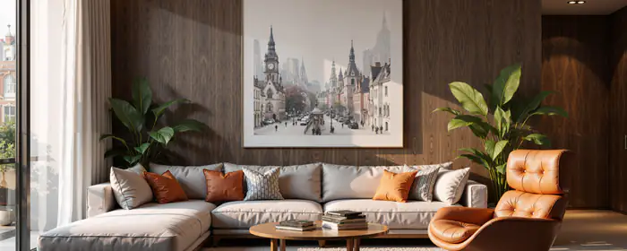 UltraWide 32:9 book wallpapers (3840x1080): living room, modern design, sofa, chair