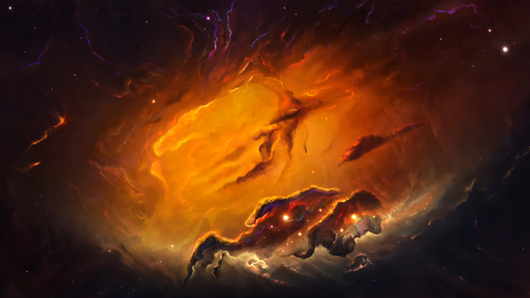 Bright orange cosmic nebula cloud - 8K wallpapers in 7680x4320 resolution