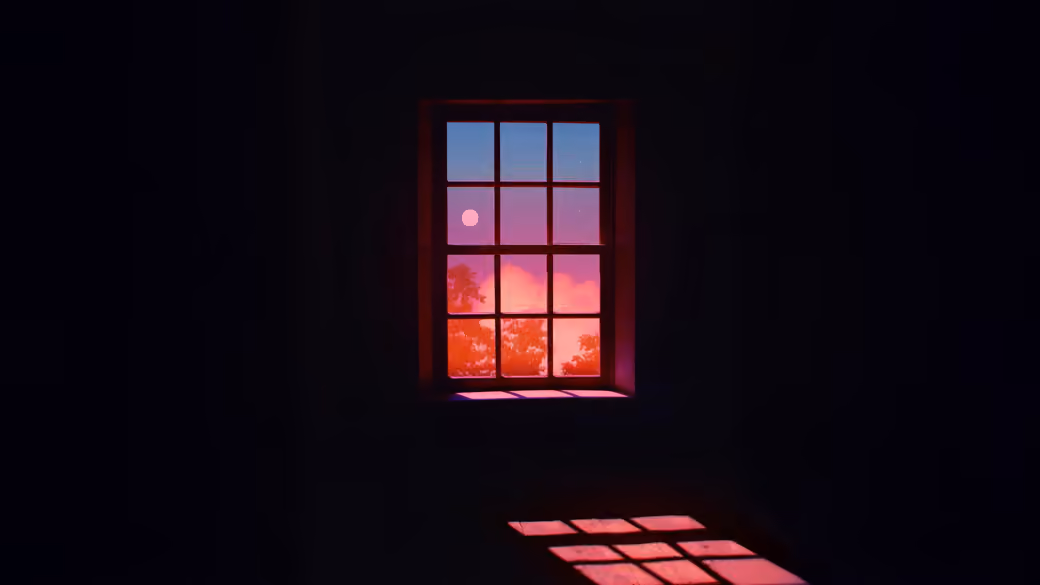 Window with sunset view and moon - Laptop Wallpapers in 1366x768 resolution