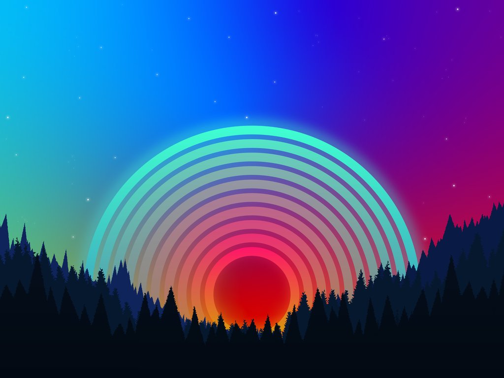 Abstract sunset with rings - XVGA wallpapers in 1024x768 resolution