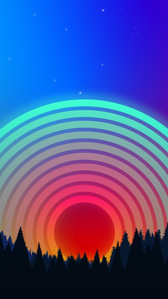 Abstract sunset with rings - Wallpapers for Samsung, HTC, Sony in 540x960 resolution
