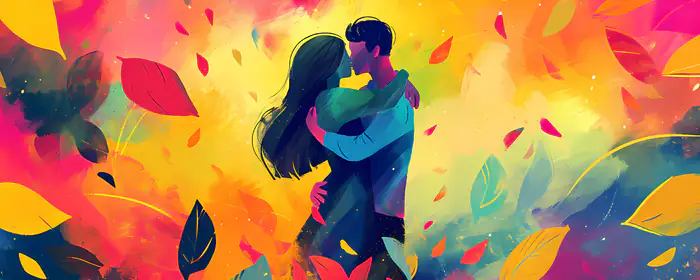 5K2K UltraWide 21:9 couple wallpapers (5120x2160): Valentine's Day, couple, love, leaves