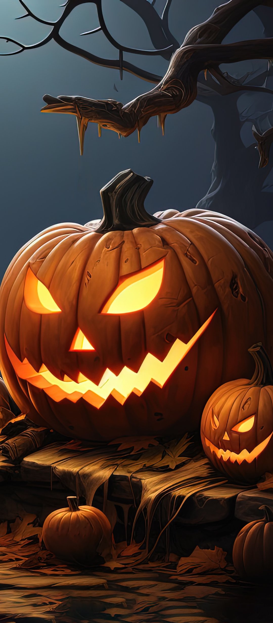 Pumpkins with evil faces for Halloween - Wallpapers for TECNO/Infinix in 1080x2460 resolution