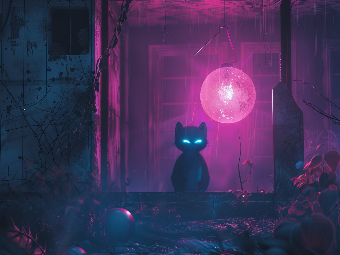 Cat with glowing eyes - XGA+ wallpapers in 1152x864 resolution