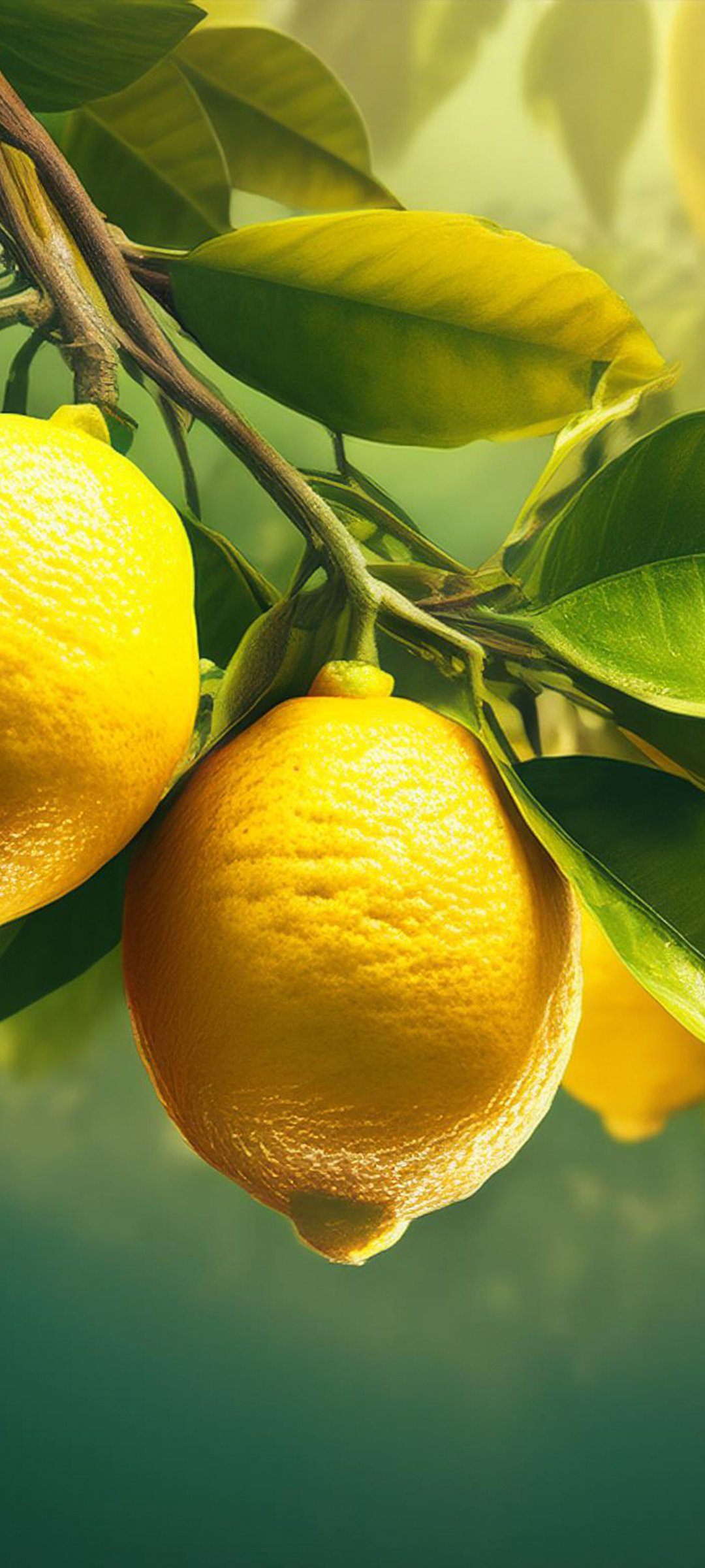 Ripe lemons growing on branches - Wallpapers for Samsung Galaxy M55, POCO M4/X4/X5, Xiaomi Redmi 12/13/Note 13/Note 14/Note 14S in 1080x2400 resolution