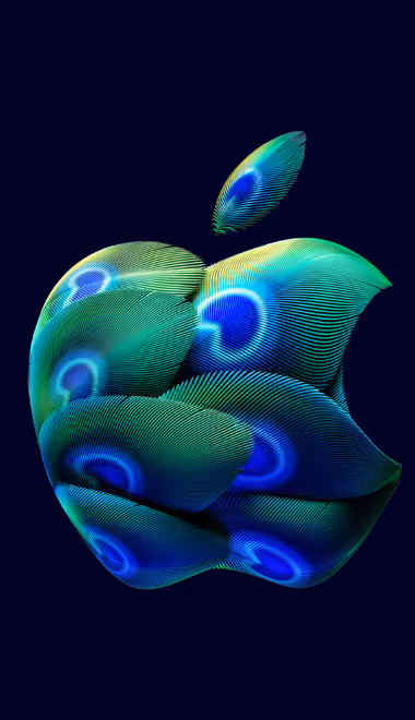 Обои иллюстрации: Apple Inc, логотип, перья, павлин