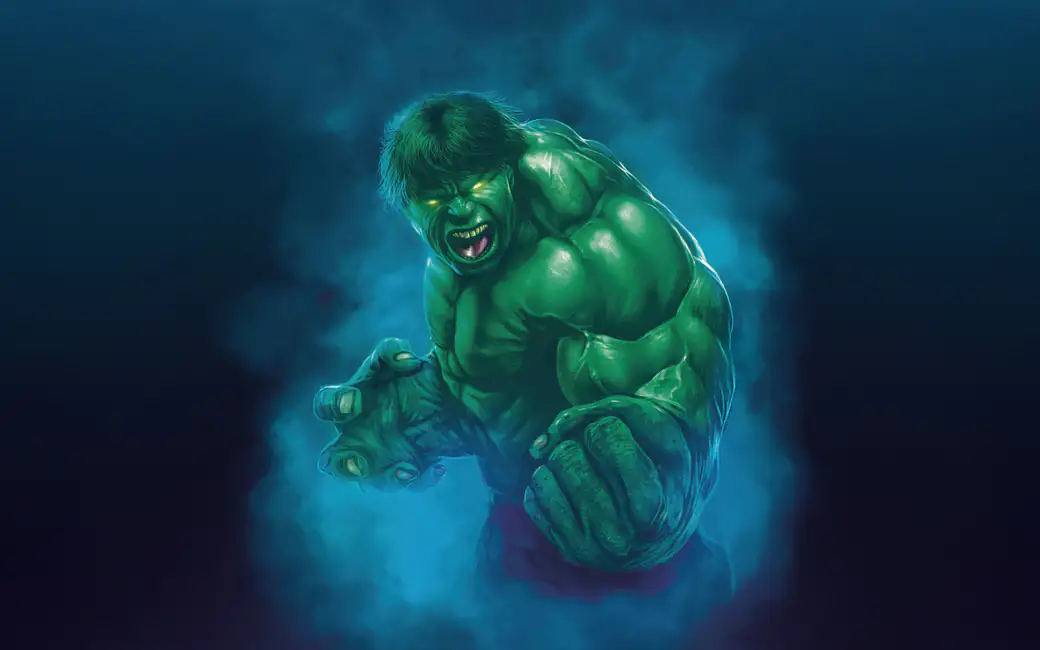 The Hulk in an aggressive pose — desktop and phone wallpaper, free download