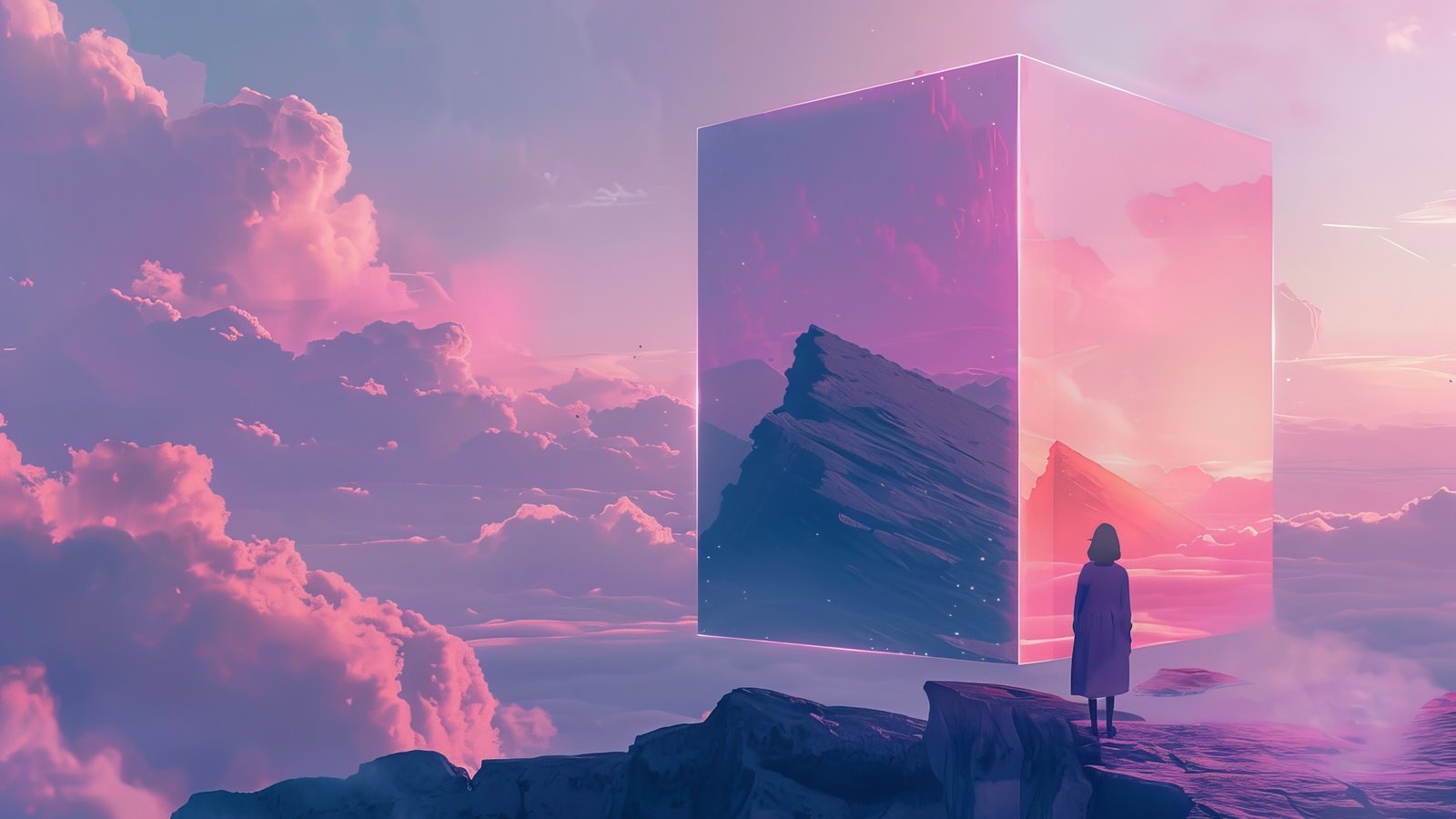 Mirrored cube on the mountain - wXGA++ wallpapers in 1600x900 resolution