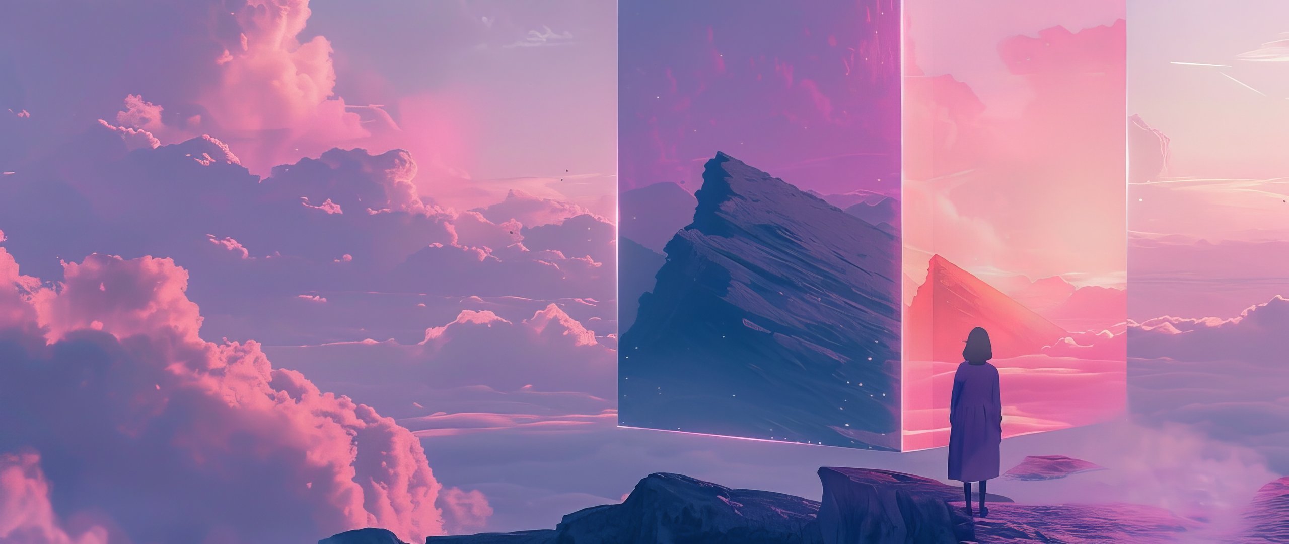 Mirrored cube on the mountain - UltraWide 21:9 wallpapers in 2560x1080 resolution