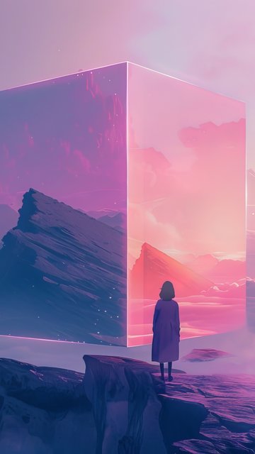 Mirrored cube on the mountain - Wallpapers for Nokia, Samsung in 360x640 resolution