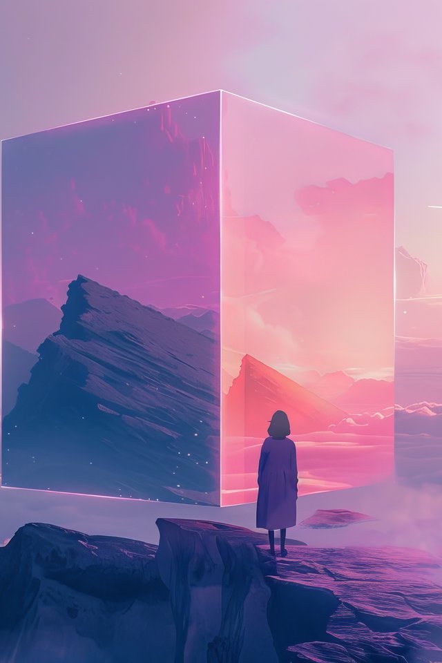 Mirrored cube on the mountain - Wallpapers for iPhone 4/4S in 640x960 resolution