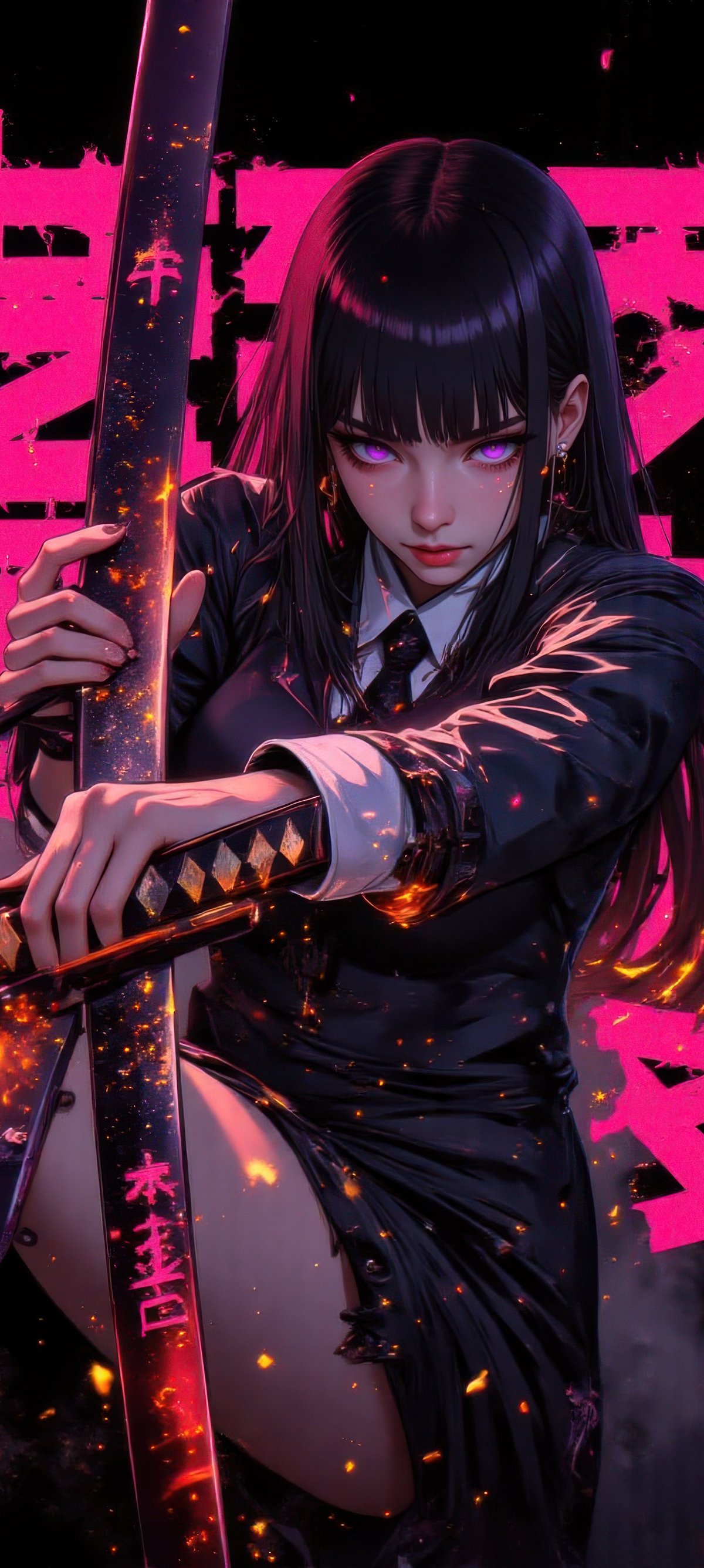 Anime girl with katanas - Wallpapers for Xiaomi 15 in 1200x2670 resolution