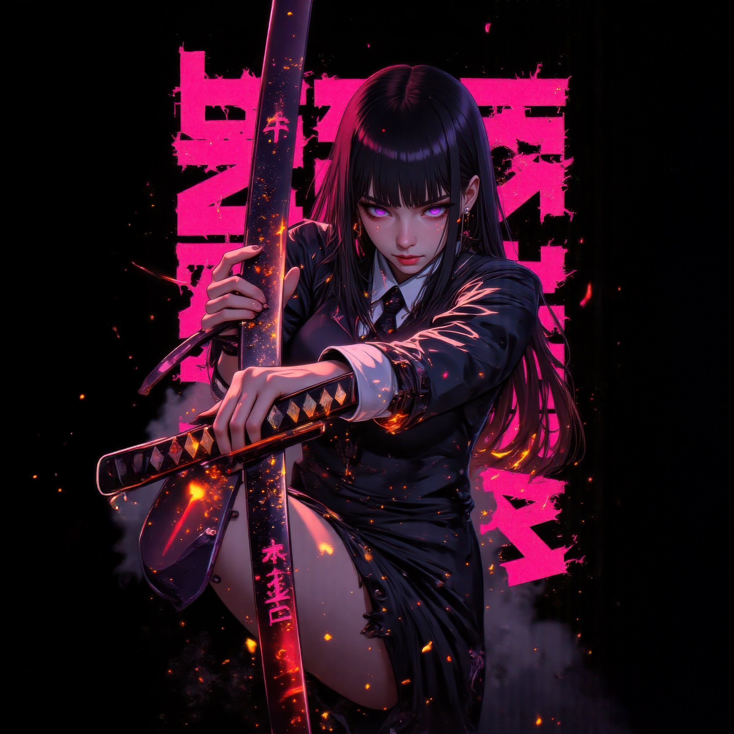 Anime girl with katanas - Wallpapers for iPad Pro 11″ 2024 in 2420x2420 resolution