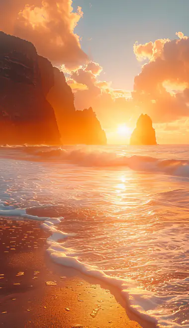 Nature wallpapers: sunrise, ocean, waves, beach