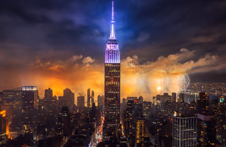 Cities wallpapers: New York City, Manhattan, firework, skyscrapers