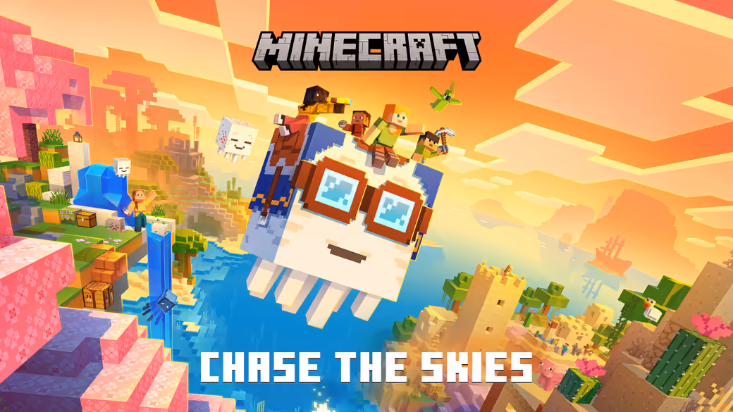 Minecraft Chase the Skies Cover — desktop and phone wallpaper, free download
