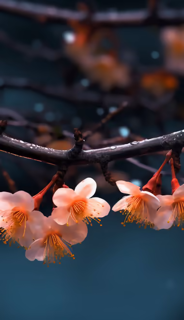 Nature wallpapers: cherry blossoms, sakura, stamens, dew