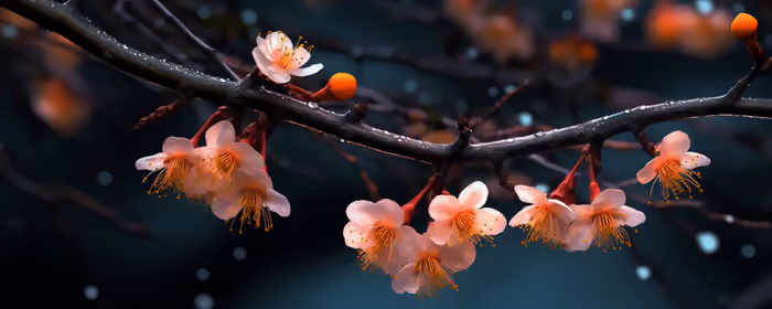 UltraWide 32:9 wallpapers (3840x1080): cherry blossoms, sakura, stamens, dew