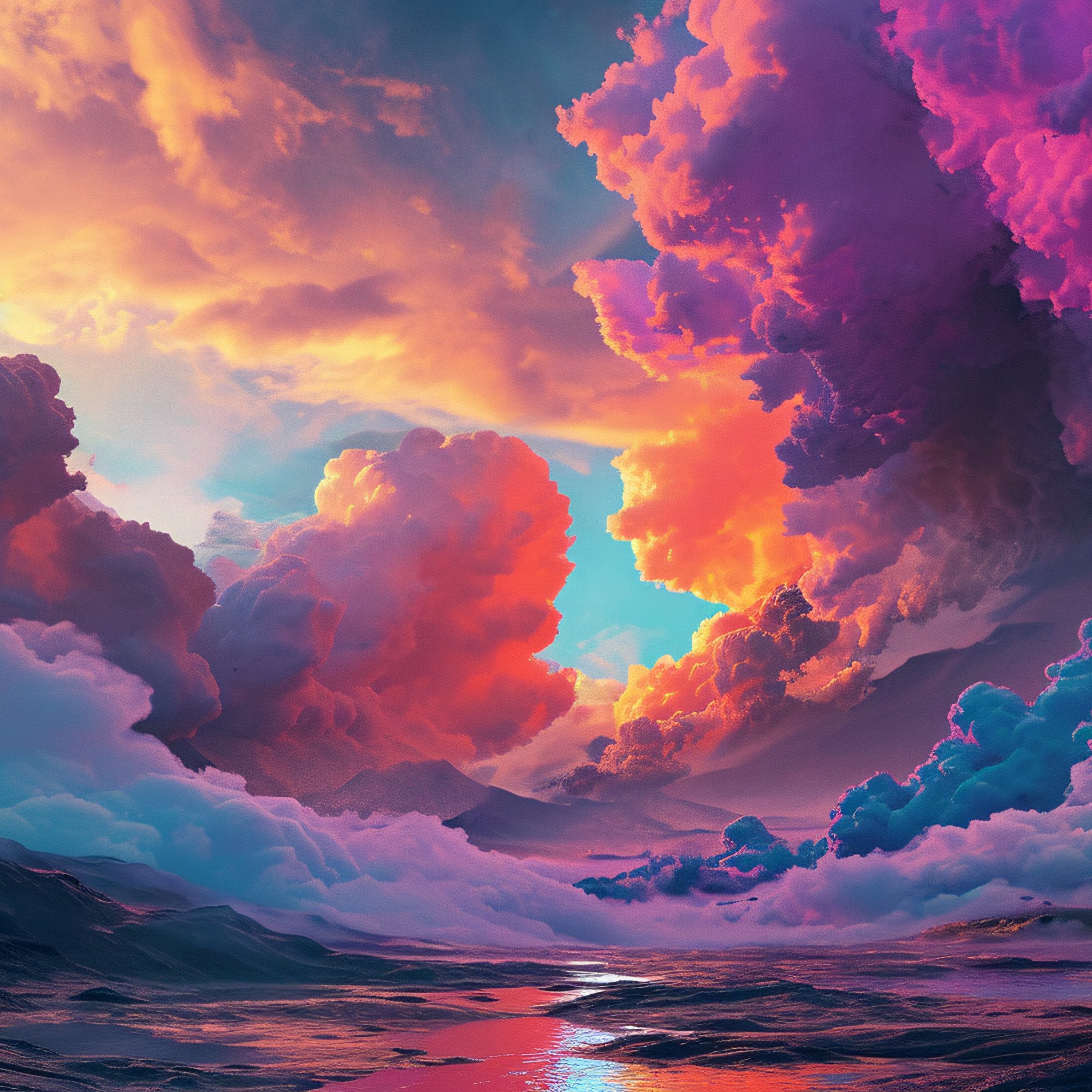Vivid sunset sky with dense clouds - Wallpapers for Samsung/Xiaomi in 2000x2000 resolution