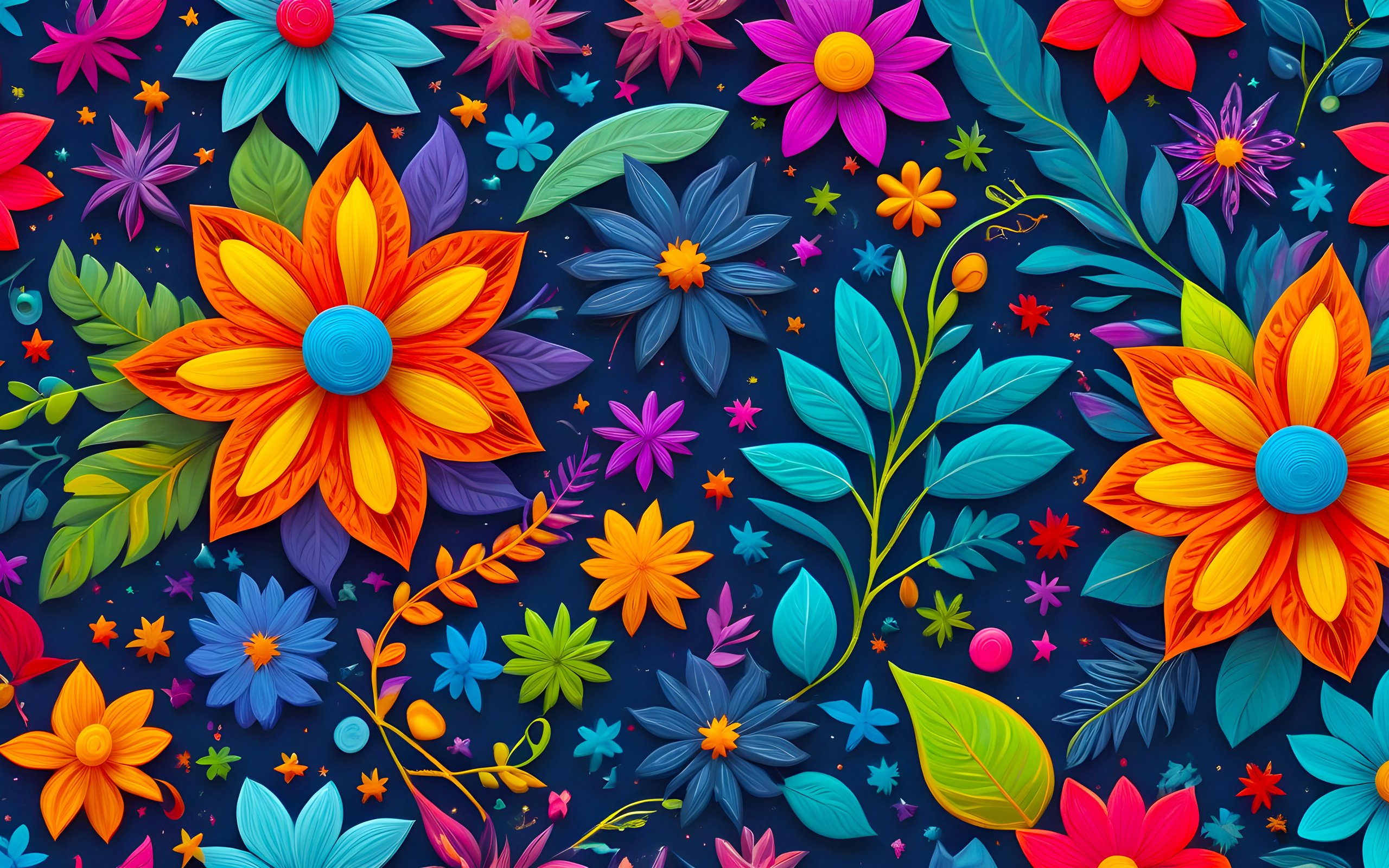 Colorful floral pattern with flowers - WQXGA and for Apple MacBook Air 13 wallpapers in 2560x1600 resolution