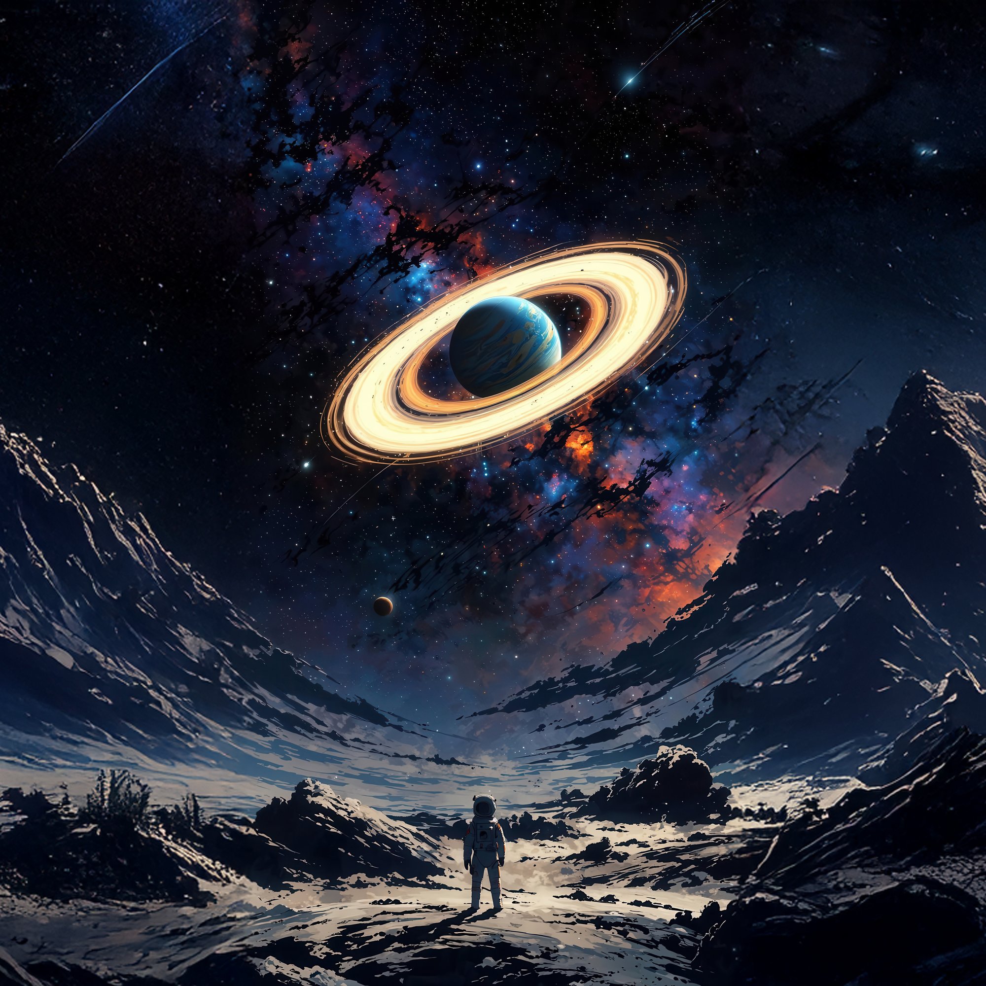 Astronaut on an alien planet - Wallpapers for Samsung/Xiaomi in 2000x2000 resolution