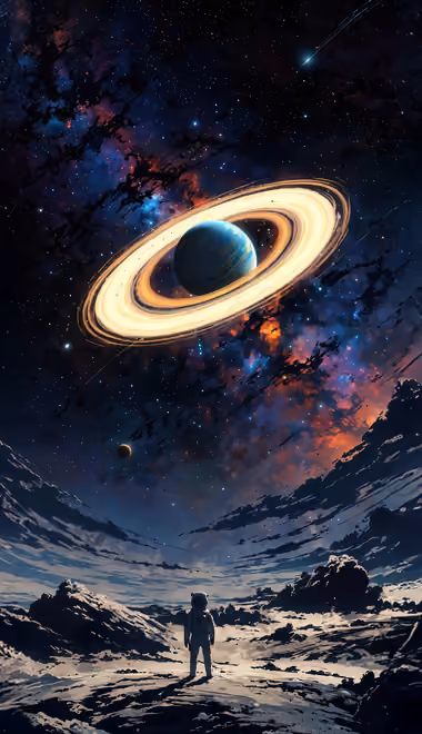 Space wallpapers: astronaut, planet, ring, mountains