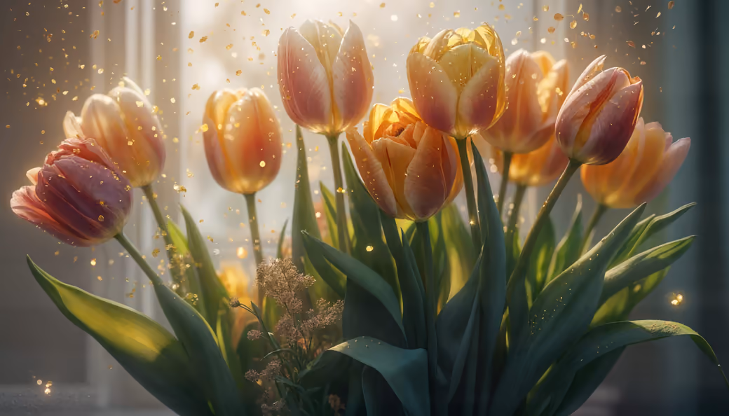Orange tulip bouquet — desktop and phone wallpaper, free download