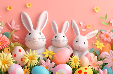 Rabbit Wallpapers for iPad Pro 11″ 2024 (2420x2420): Easter, rabbit, easter egg, flowers