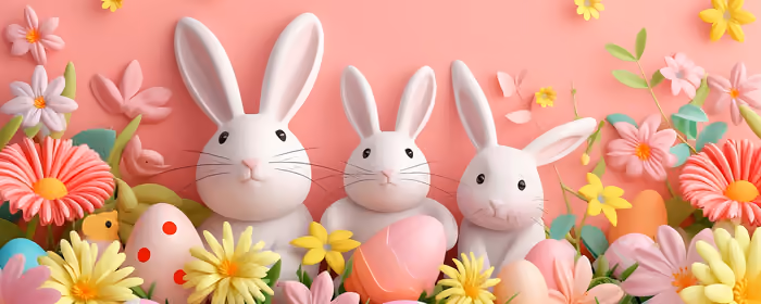 UltraWide 21:9 wallpapers (2560x1080): Easter, rabbit, easter egg, flowers