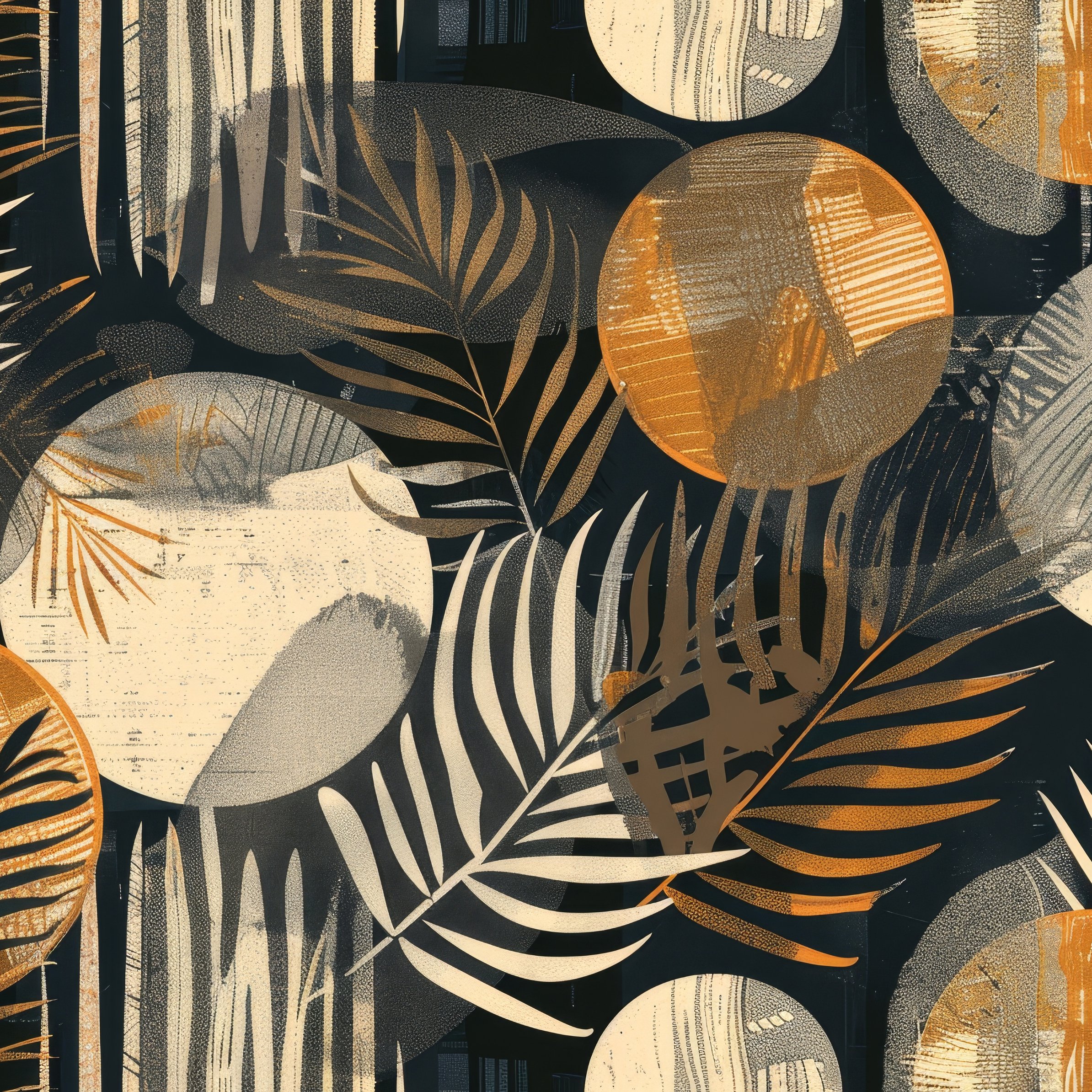 Geometric shapes with tropical leaves - Wallpapers for iPad Pro 11″ in 2388x2388 resolution
