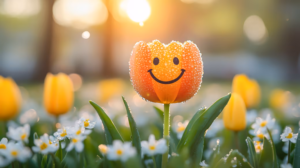 Orange tulip with a smiley face - Wallpapers for iPhone 4/4S in 640x960 resolution